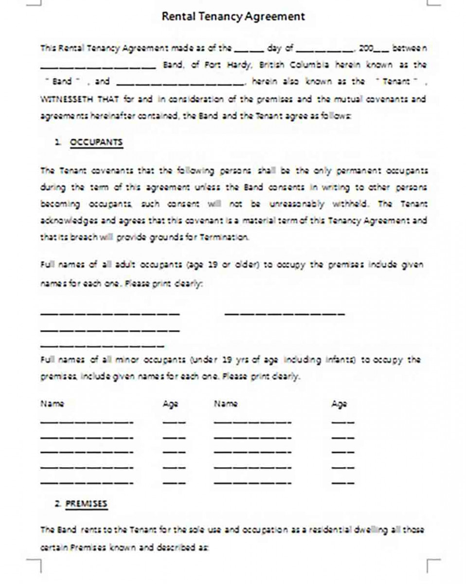 Rental Tenancy Agreement Rental Tenancy Agreement