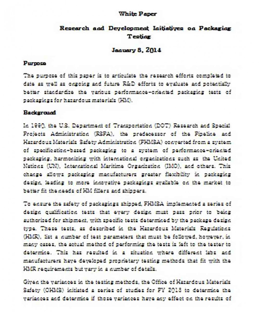 Research and Development White Paper Research and Development White Paper