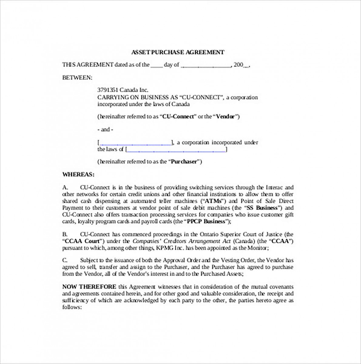Sample Asset Purchase Agreement Sample Asset Purchase Agreement