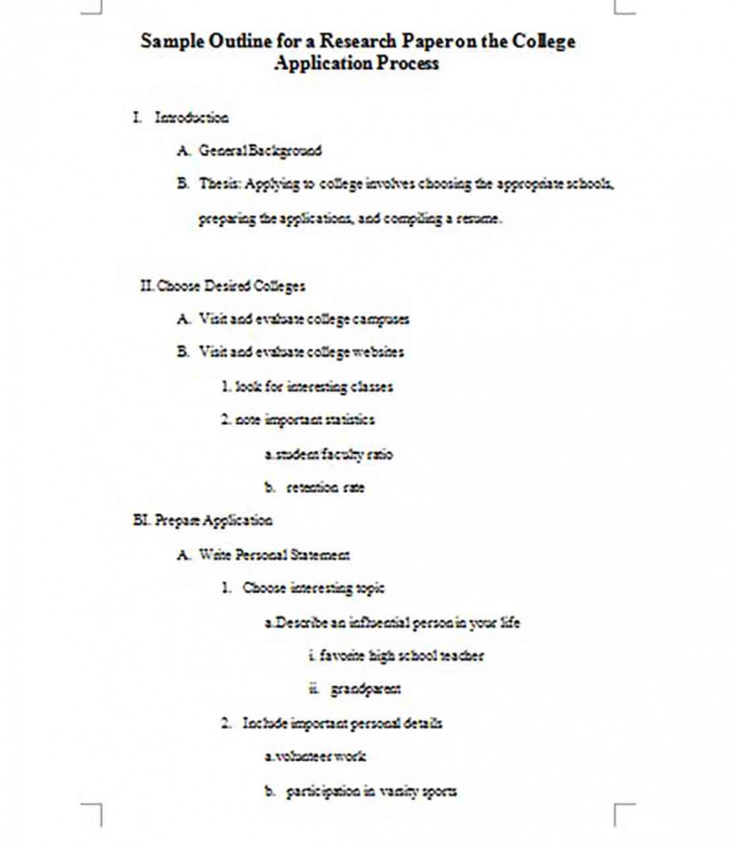 Sample College Research Paper Outline Sample College Research Paper Outline