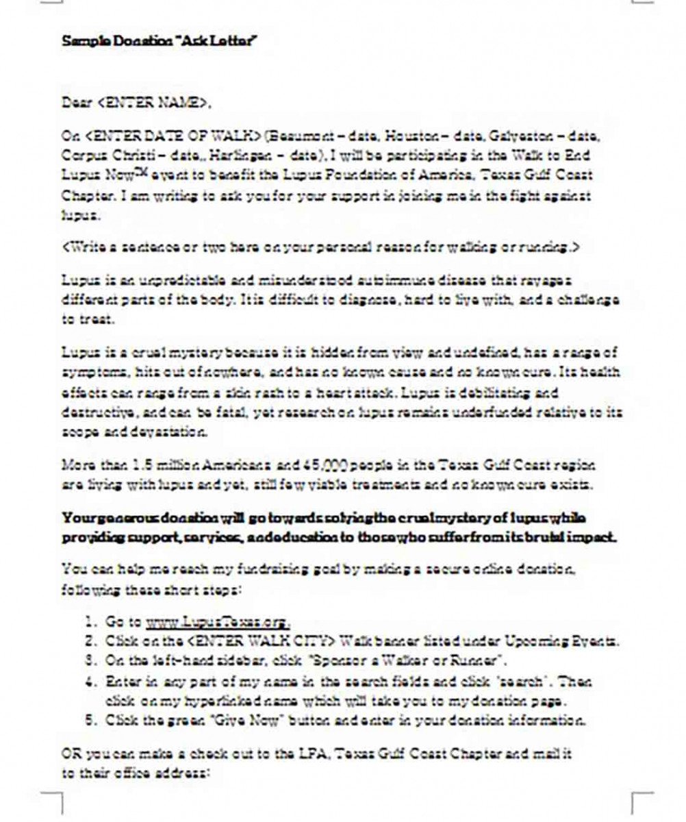 Sample Donation Ask Letter Sample Donation Ask Letter