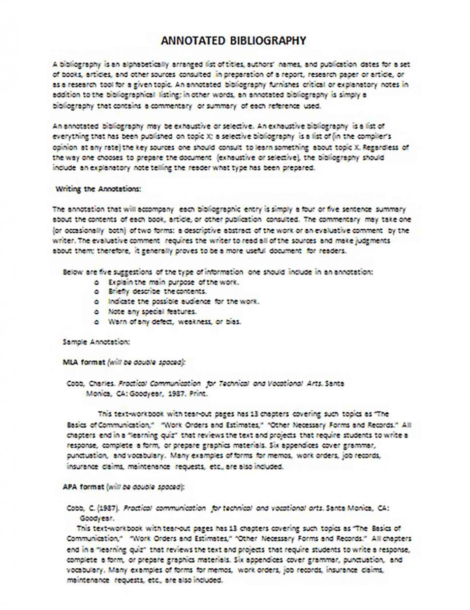 Sample Exhaustive Annotated Bibliography Sample Exhaustive Annotated Bibliography