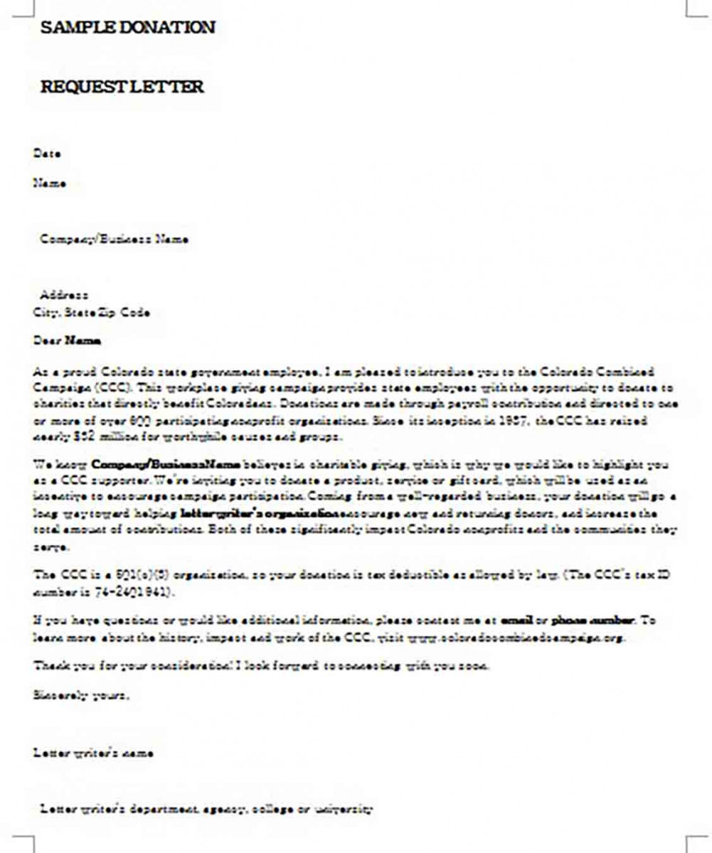 Sample Giving Donation Request Letter Sample Giving Donation Request Letter