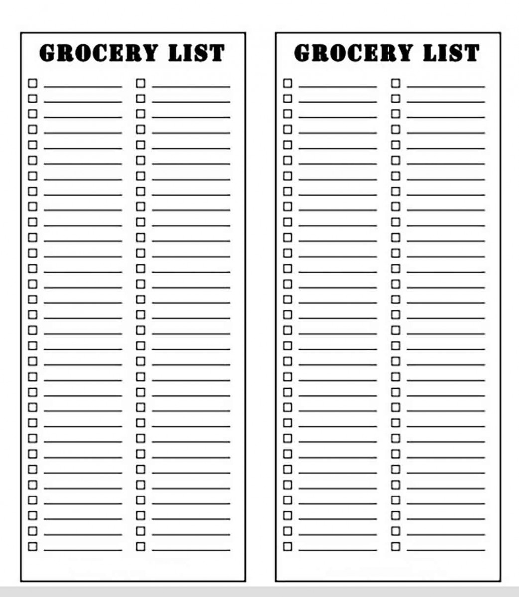 Sample Grocery List templates Sample Grocery List templates