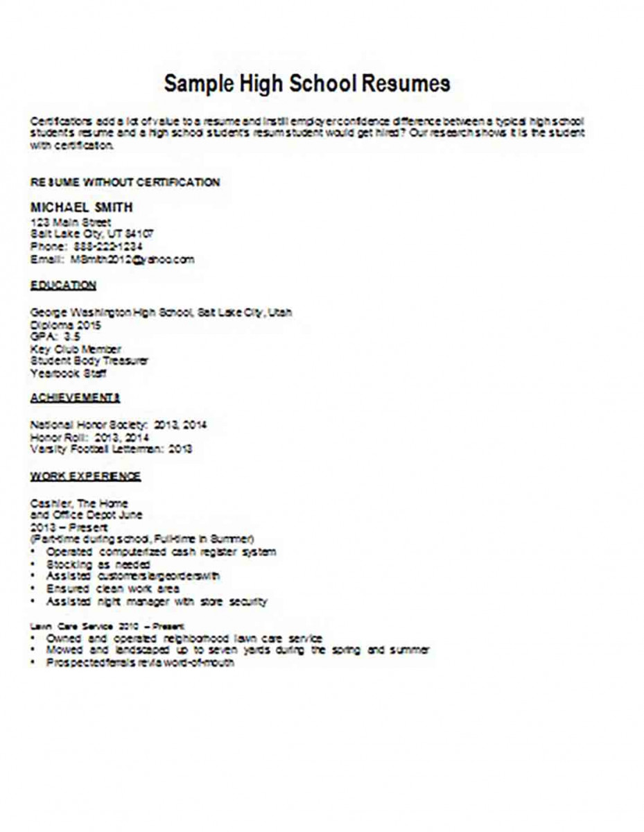 Sample High School Student Resume templates Sample High School Student Resume templates