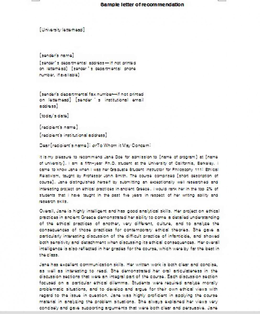 Sample Letter of Recommendation for Teacher from University Sample Letter of Recommendation for Teacher from University