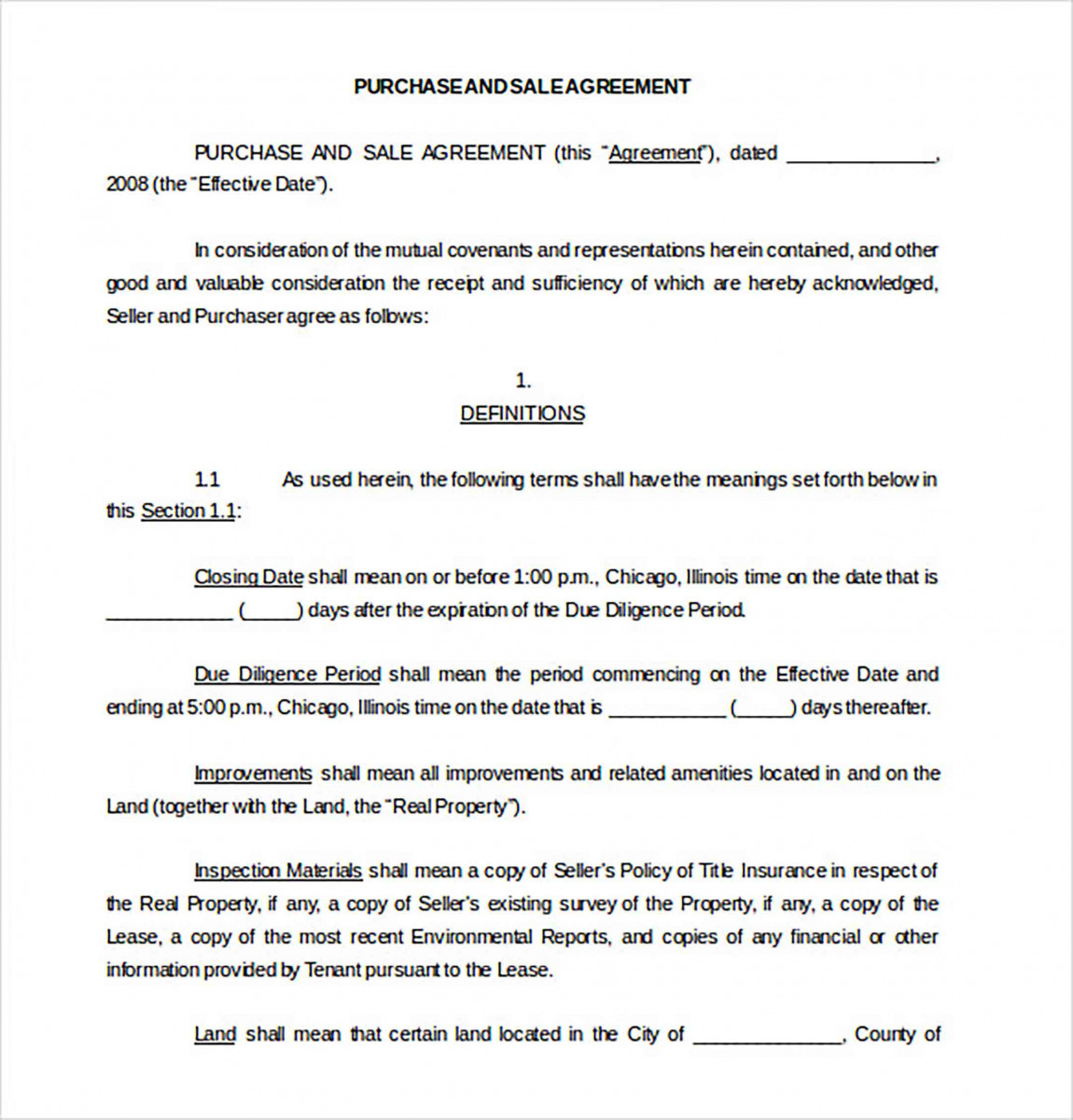 Sample Purchase and Sale Agreement Sample Purchase and Sale Agreement