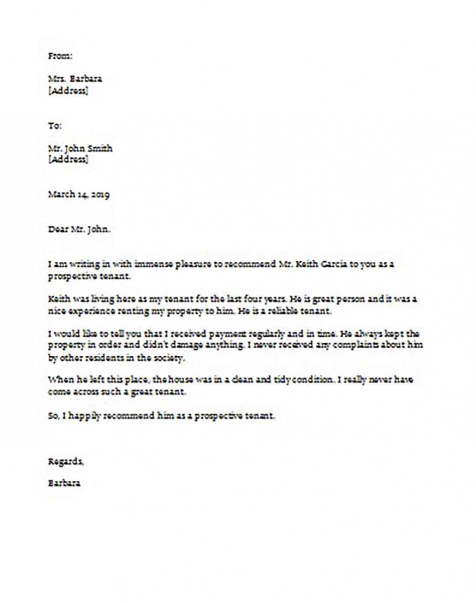 Sample Tenant Recommendation Letter In Word Format Sample Tenant Recommendation Letter In Word Format