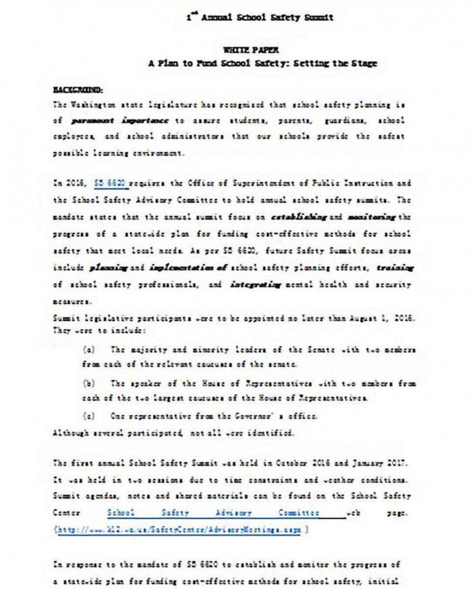 School Safety White Paper School Safety White Paper