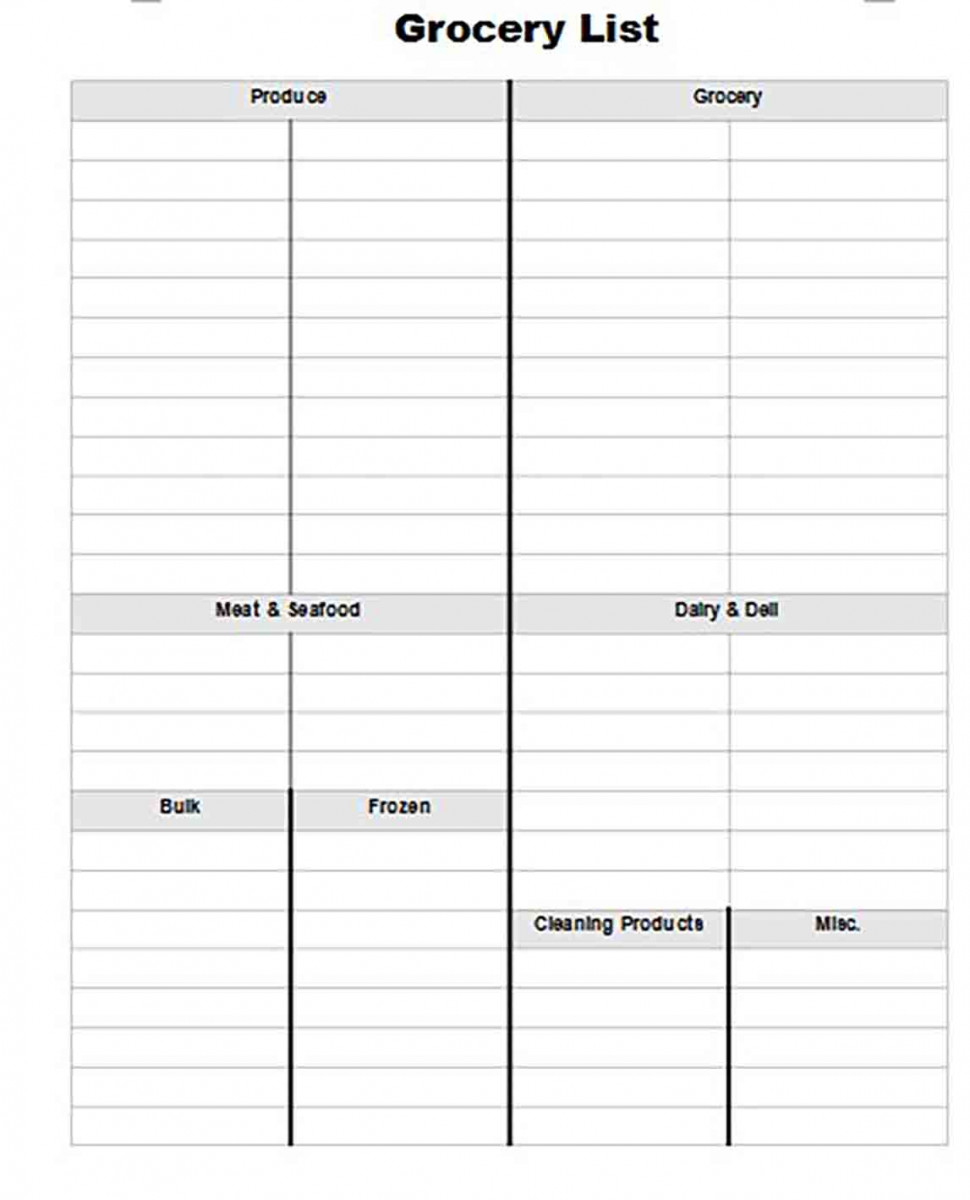 Simple Blank Grocery List templates Simple Blank Grocery List templates