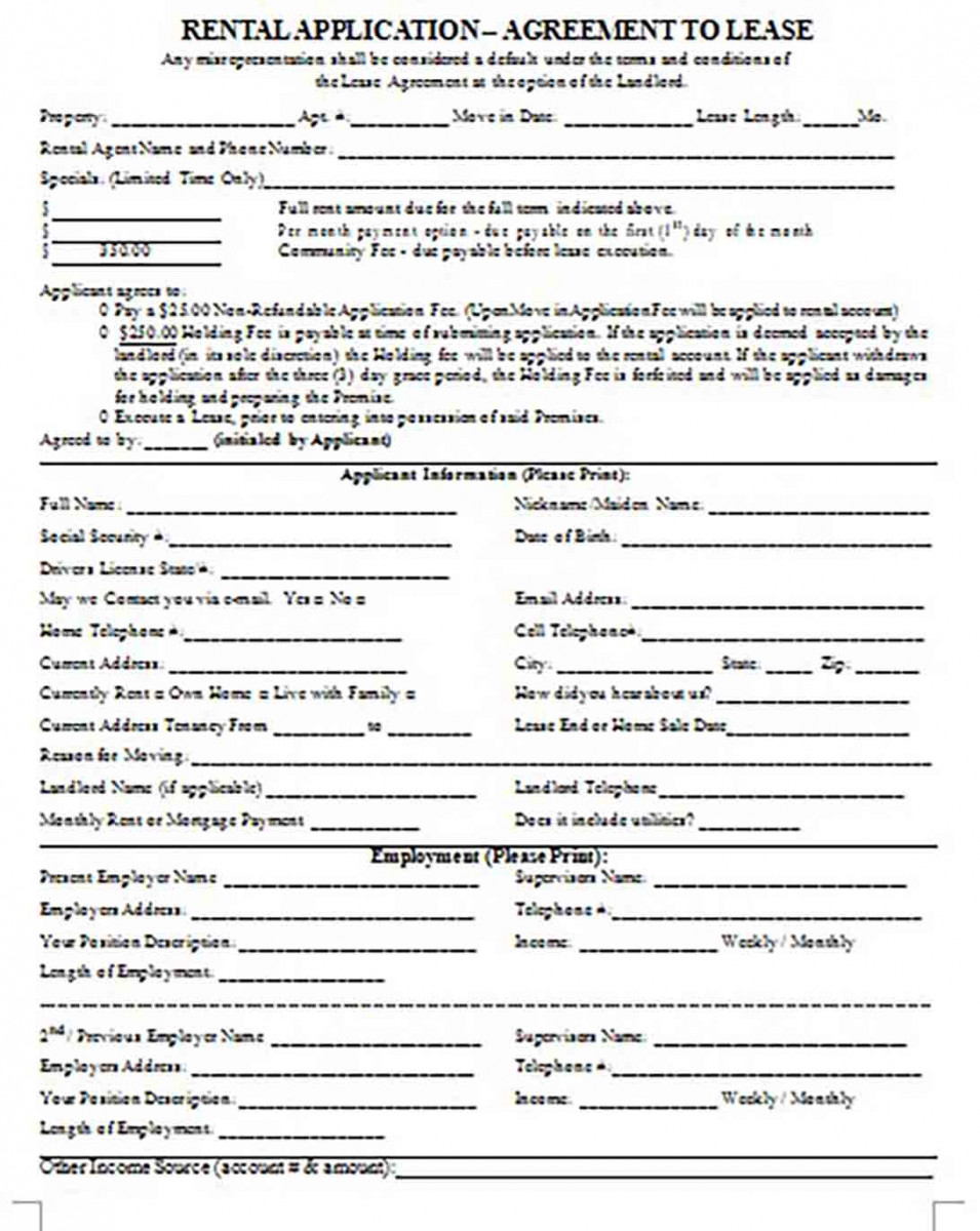 Simple Rental Application Agreement Simple Rental Application Agreement