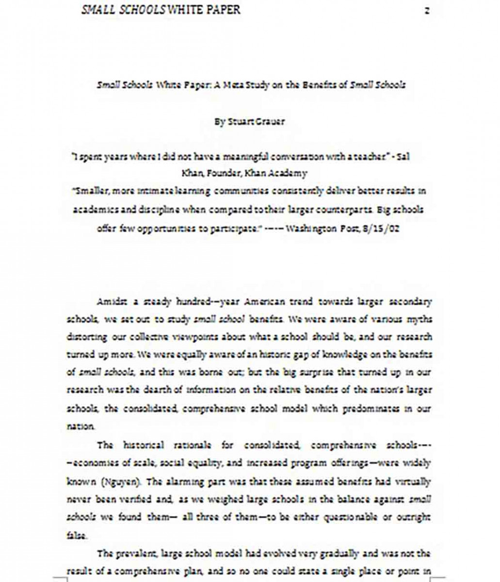 Small School White Paper Small School White Paper