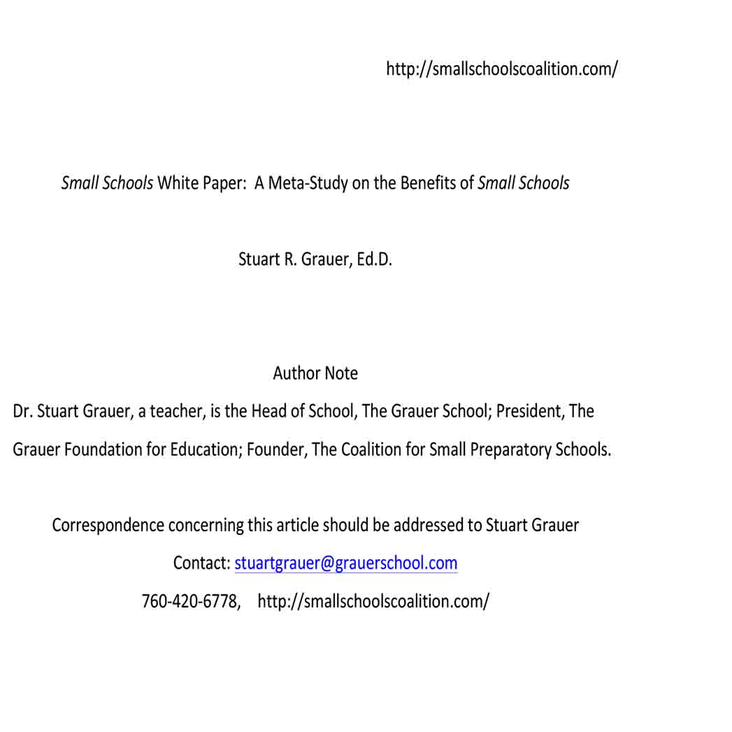 Small School White Paper 1 Small School White Paper 1