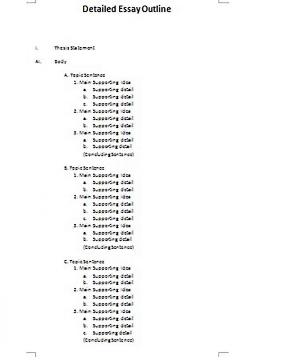 Standard Detailed Essay Outline Standard Detailed Essay Outline