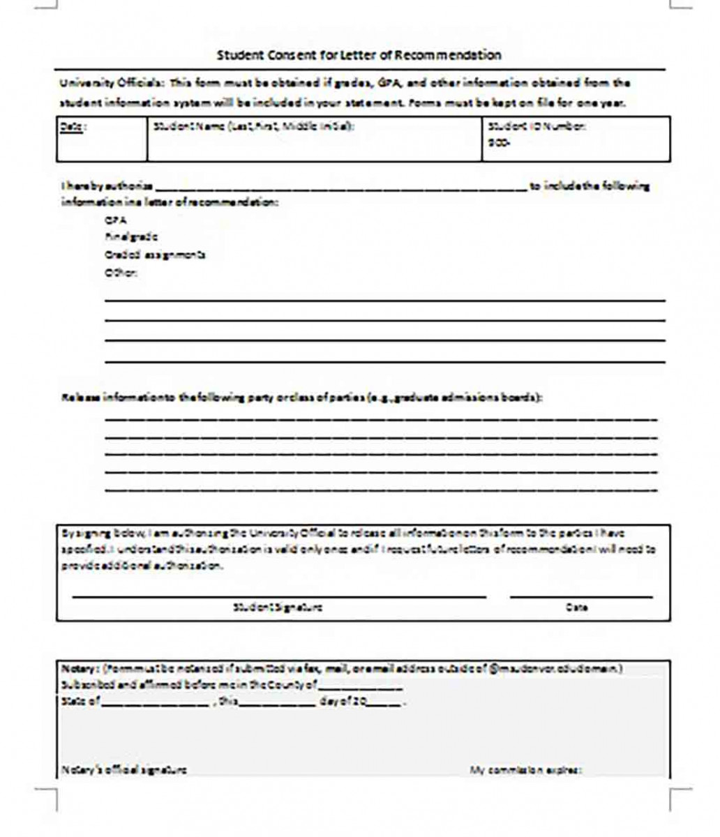 Student Consent for Letter of Recommendation Student Consent for Letter of Recommendation
