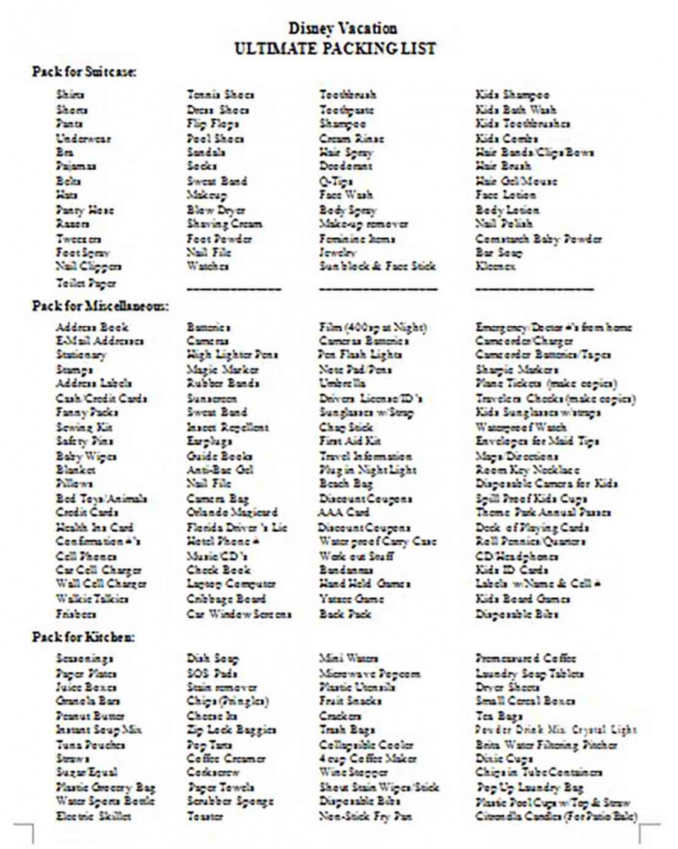 Ultimate Disney Packing List Ultimate Disney Packing List