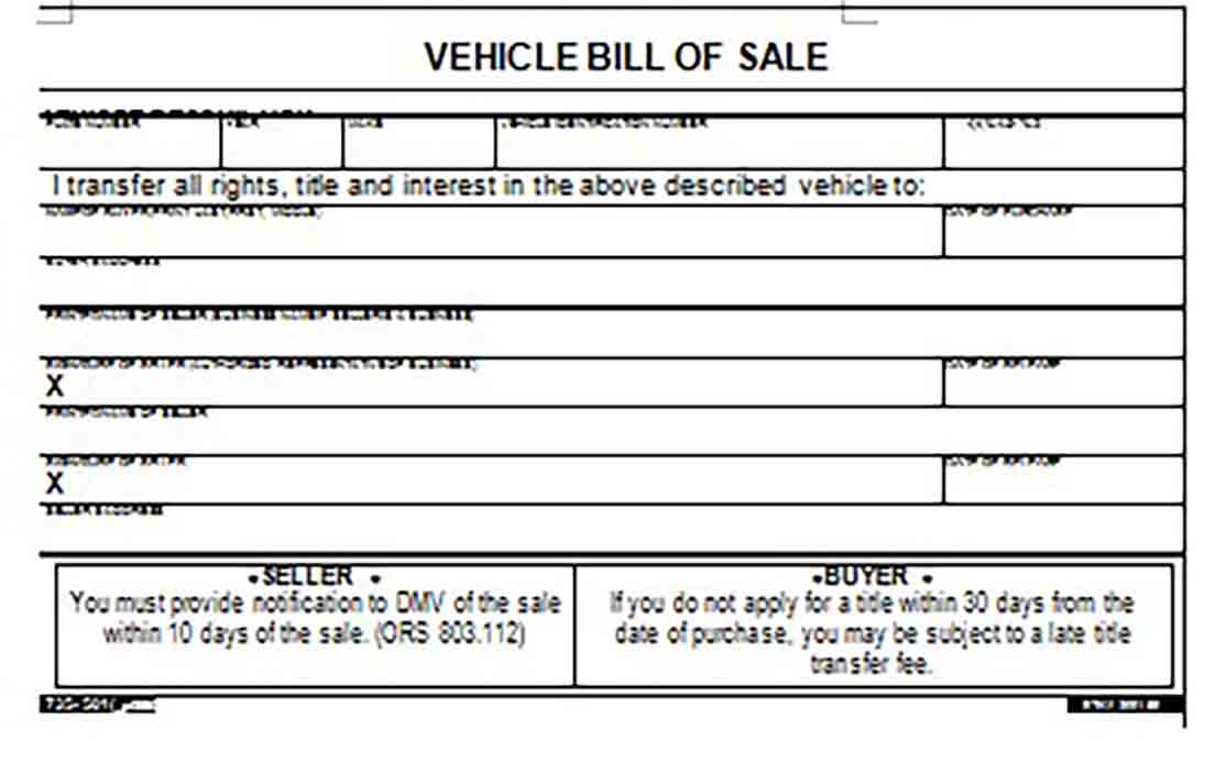 Vehicle Bill of Sale Vehicle Bill of Sale