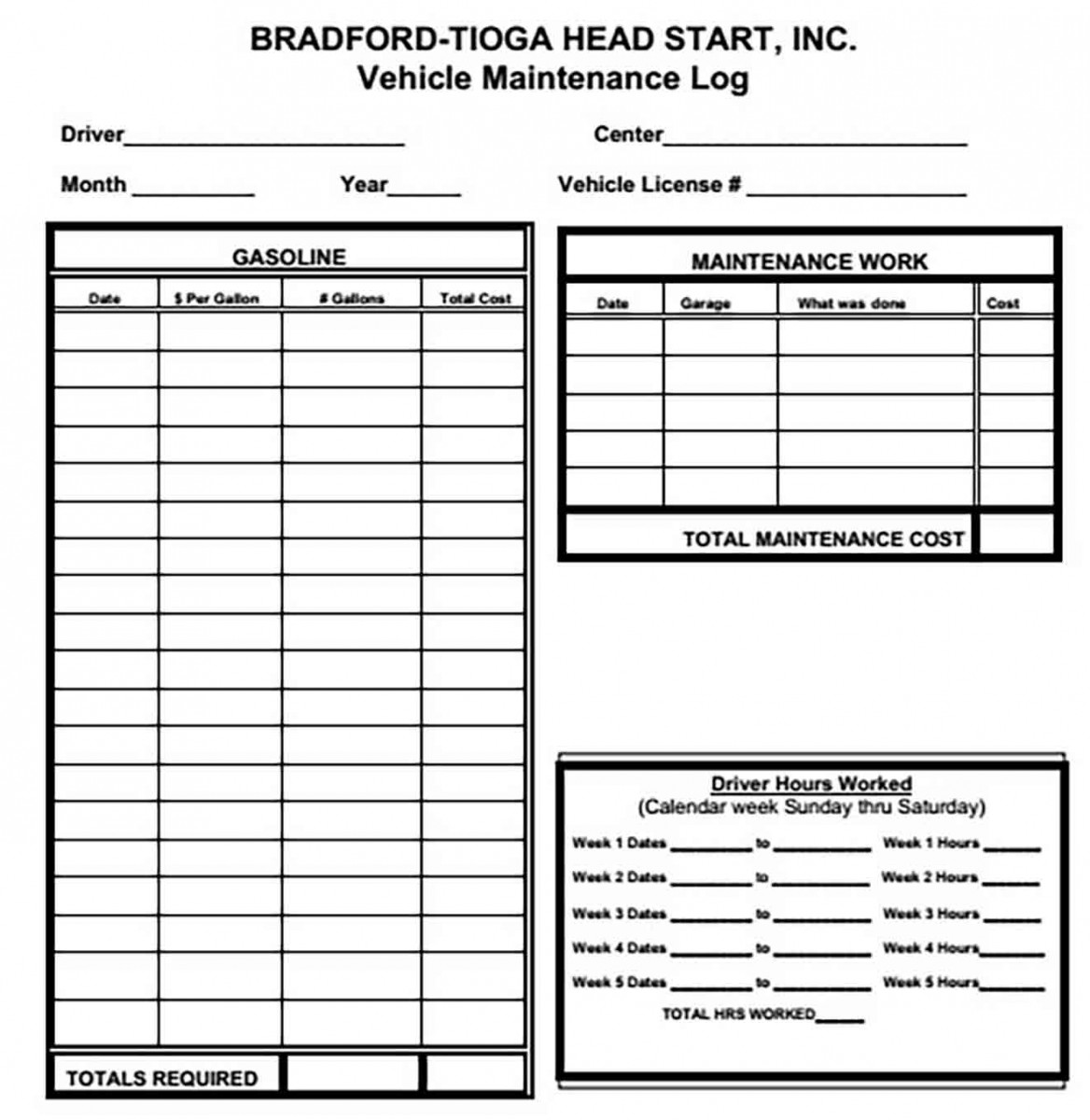 Vehicle Maintenance Log Vehicle Maintenance Log