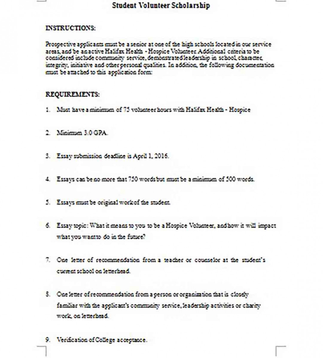 Voluntary Scholarship Example Voluntary Scholarship Example