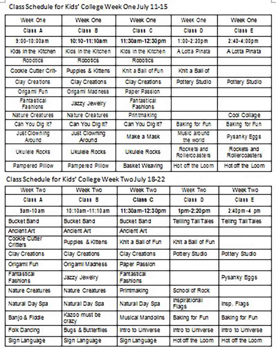 Weekly College Class Schedule templates Weekly College Class Schedule templates