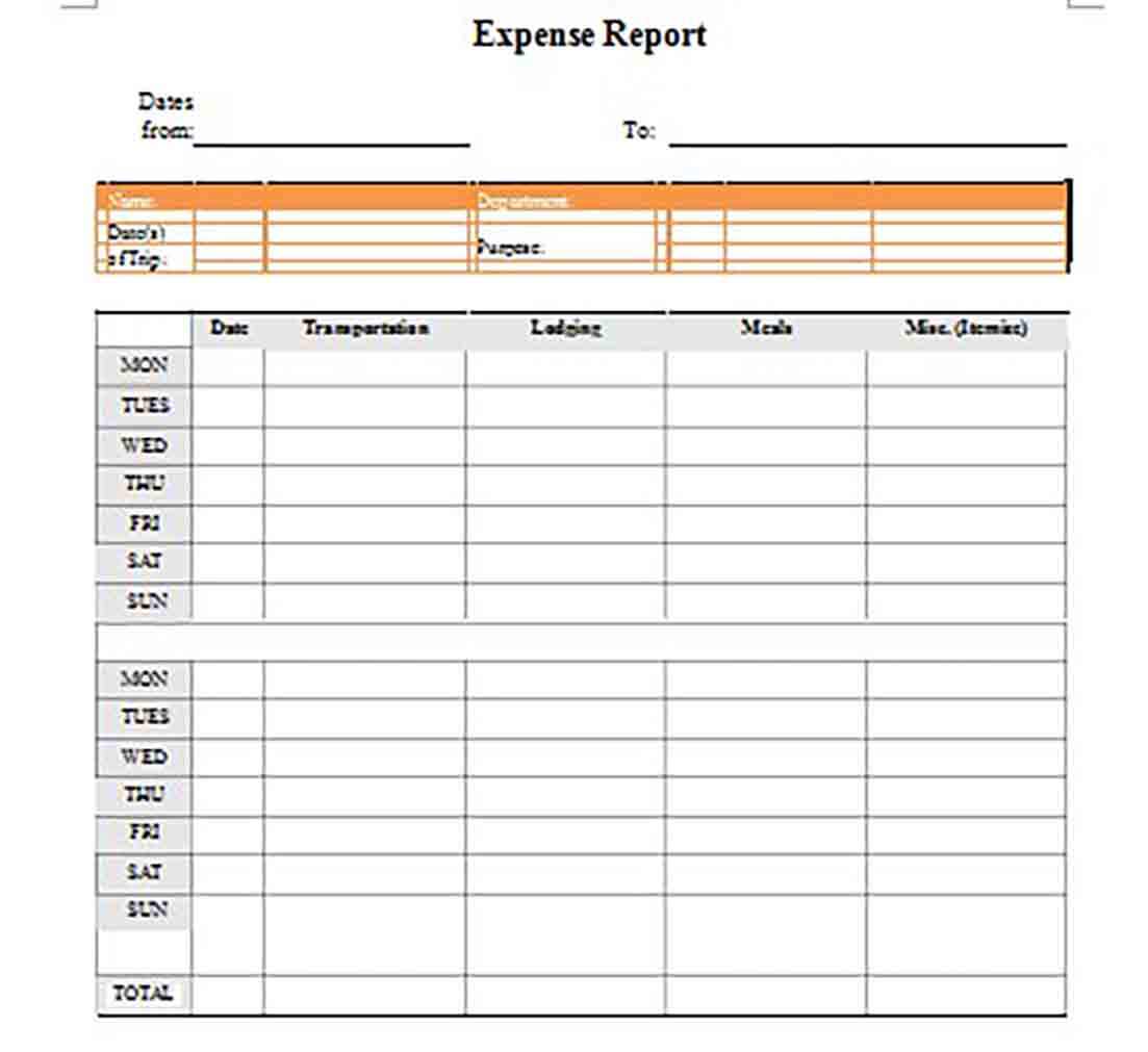 Weekly Expense Reports templates Weekly Expense Reports templates