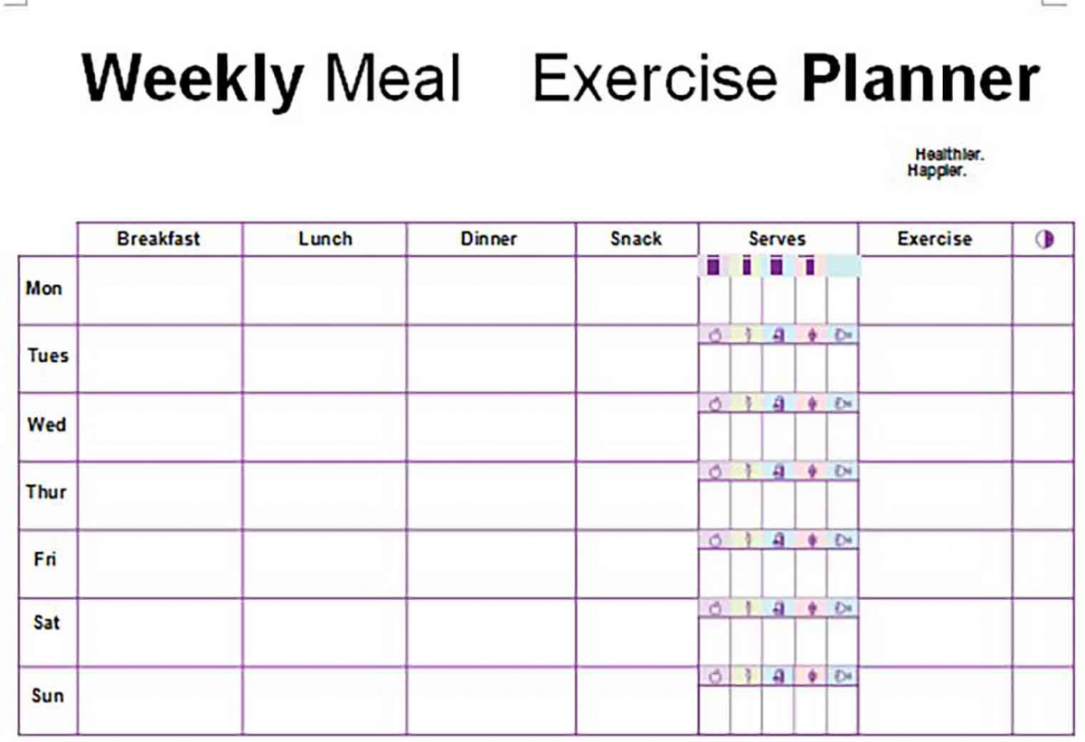 Weekly Meal Exercise Planner Weekly Meal Exercise Planner