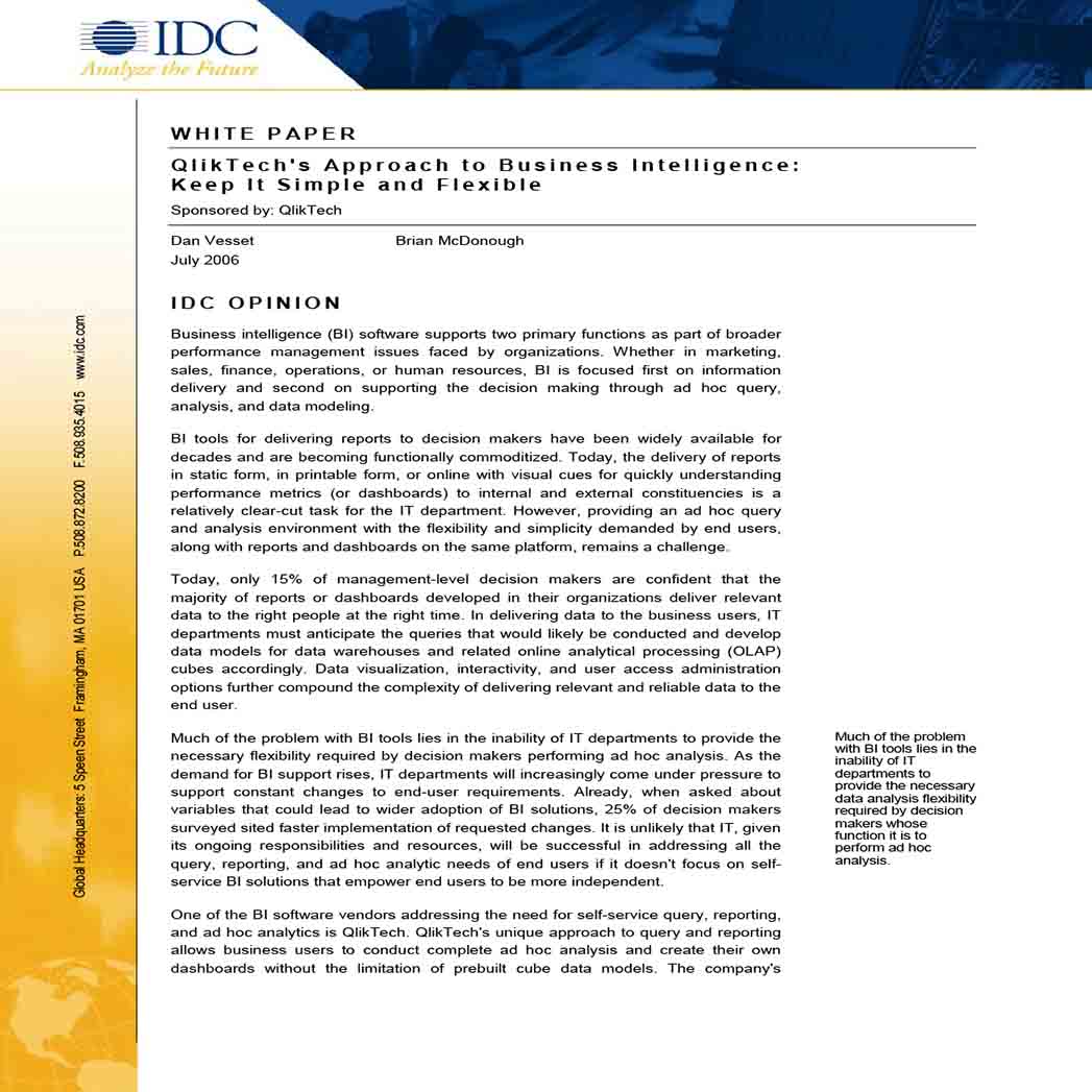 White Paper on Business Intelligence 1 White Paper on Business Intelligence 1