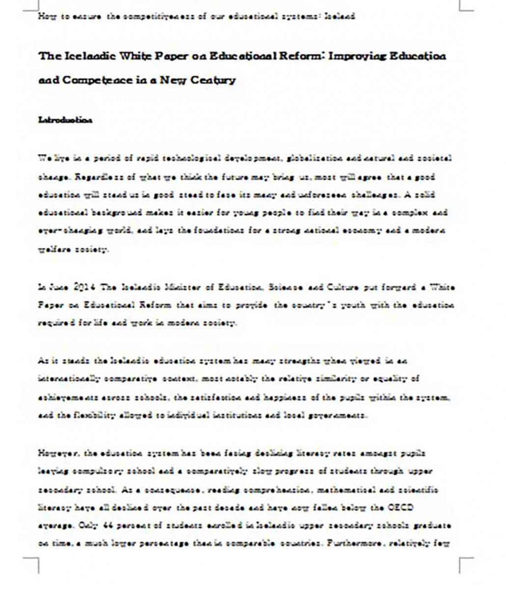 White Paper on Education Reform White Paper on Education Reform