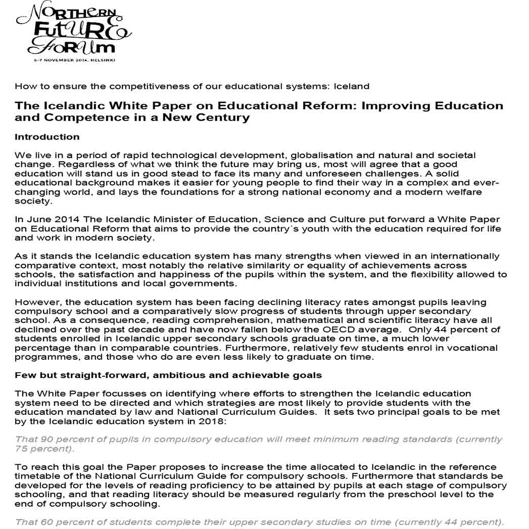 White Paper on Education Reform 1 White Paper on Education Reform 1