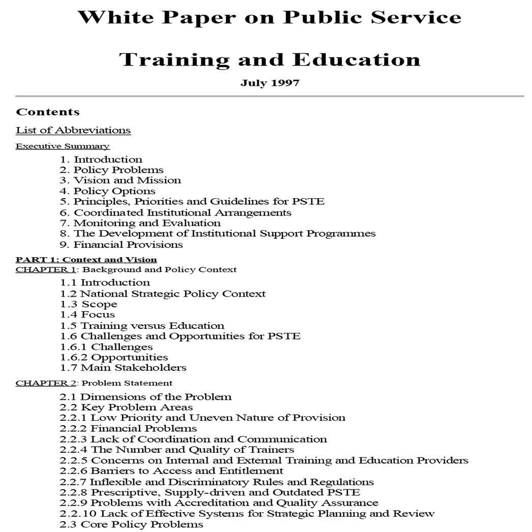 White Paper on Education and Training 1 White Paper on Education and Training 1