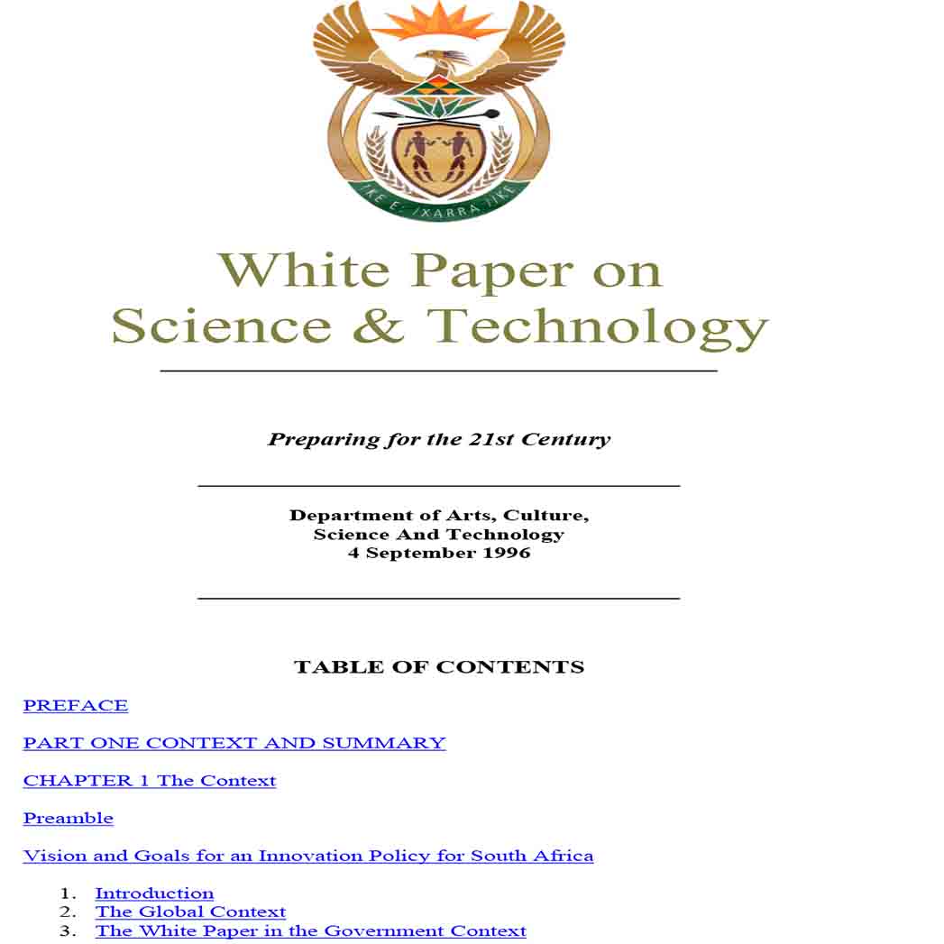 White Paper on Science and Technology White Paper on Science and Technology