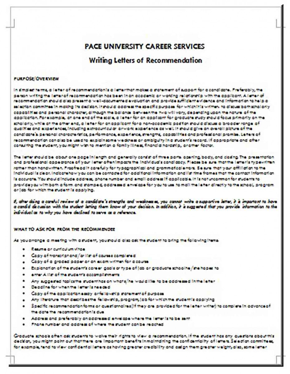 Writing Student Letter of Recommendation Guidlines Printable Writing Student Letter of Recommendation Guidlines Printable