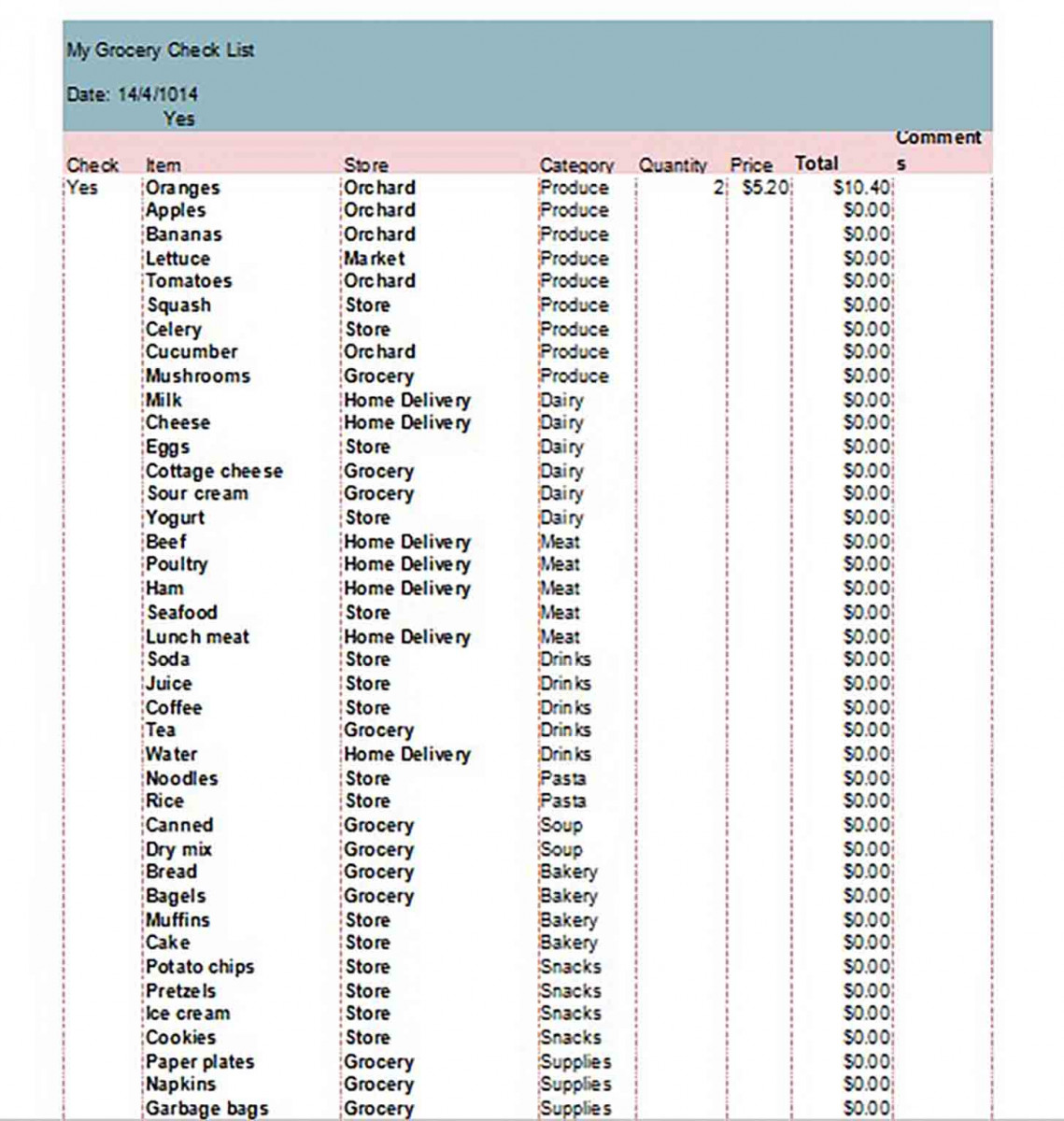 blank grocery list templates excel blank grocery list templates excel