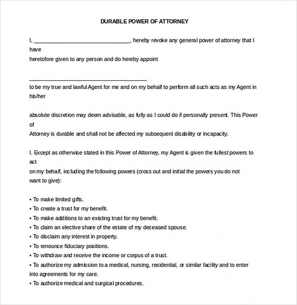 durable power of attorney durable power of attorney