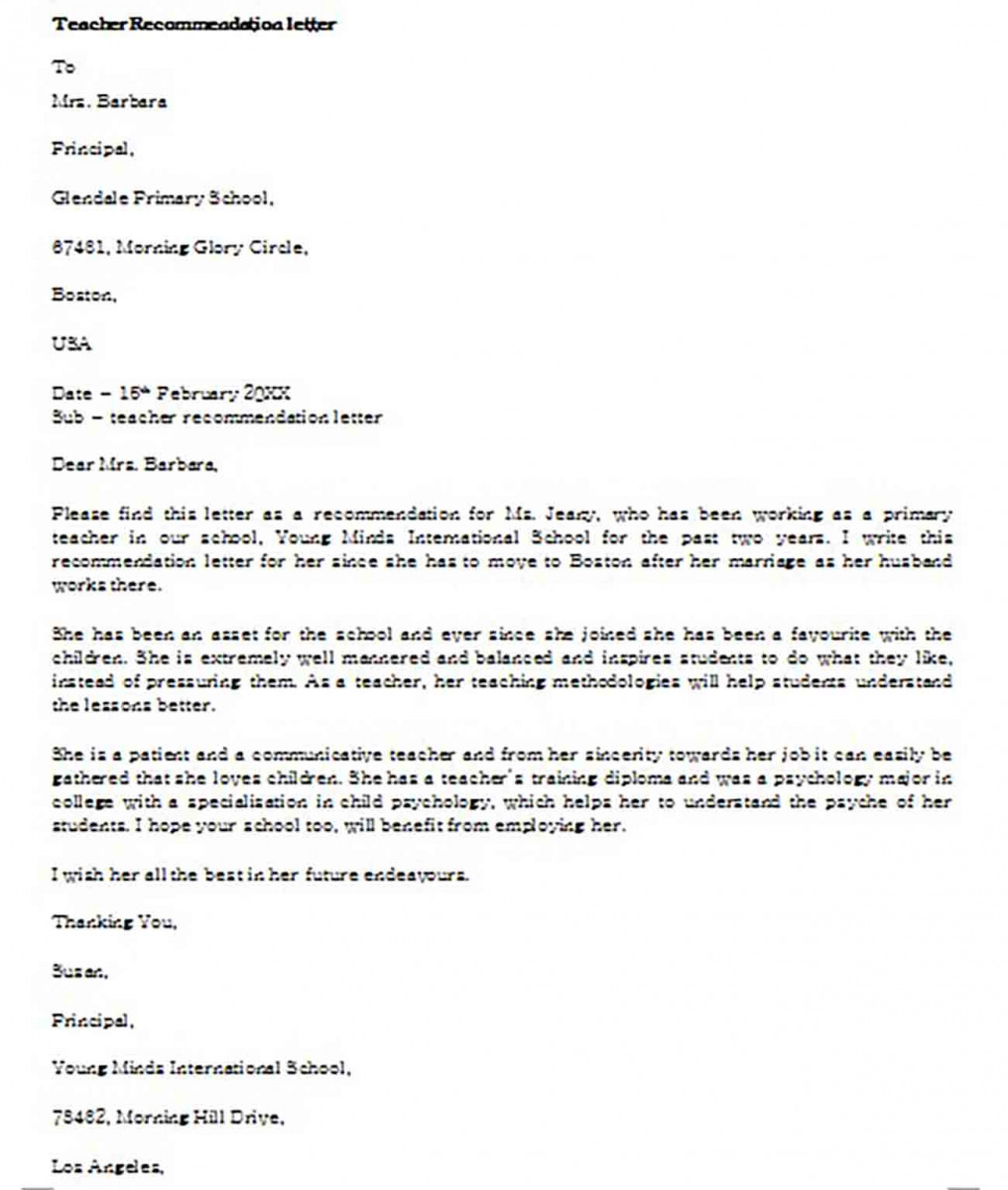 generic letter of recommendation for teacher generic letter of recommendation for teacher
