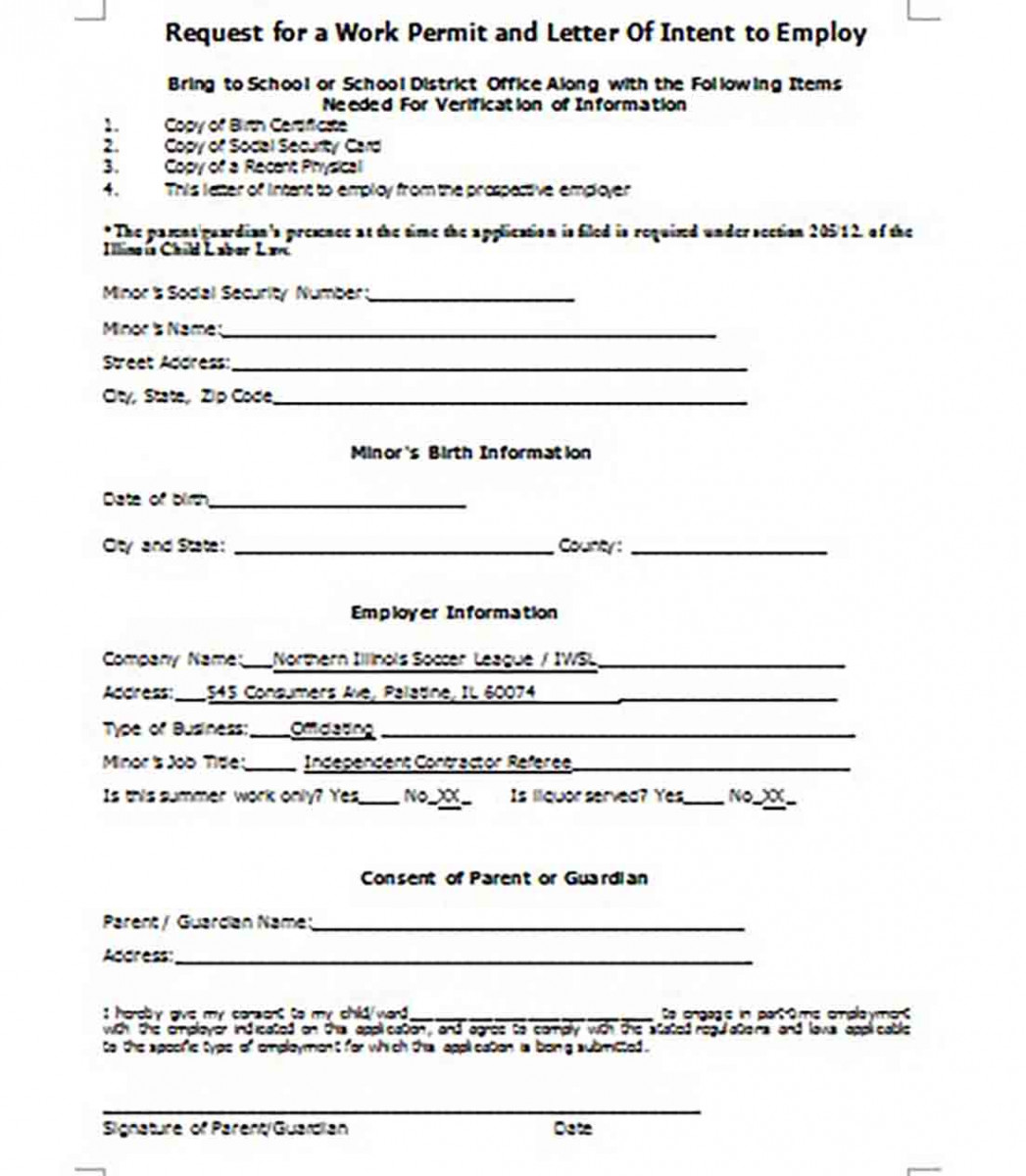 letter of intent to work letter of intent to work