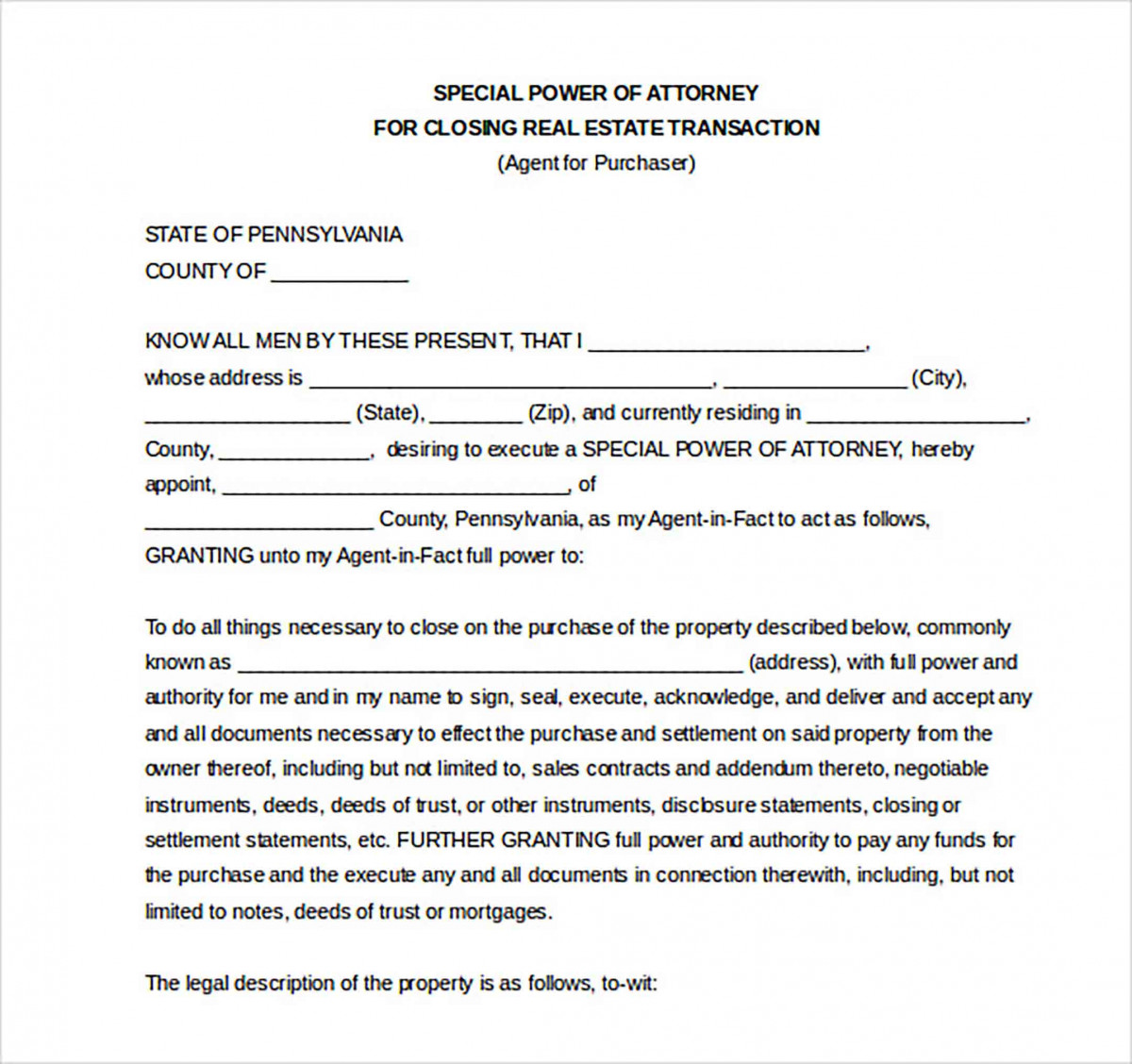 power of attorney real estate power of attorney real estate