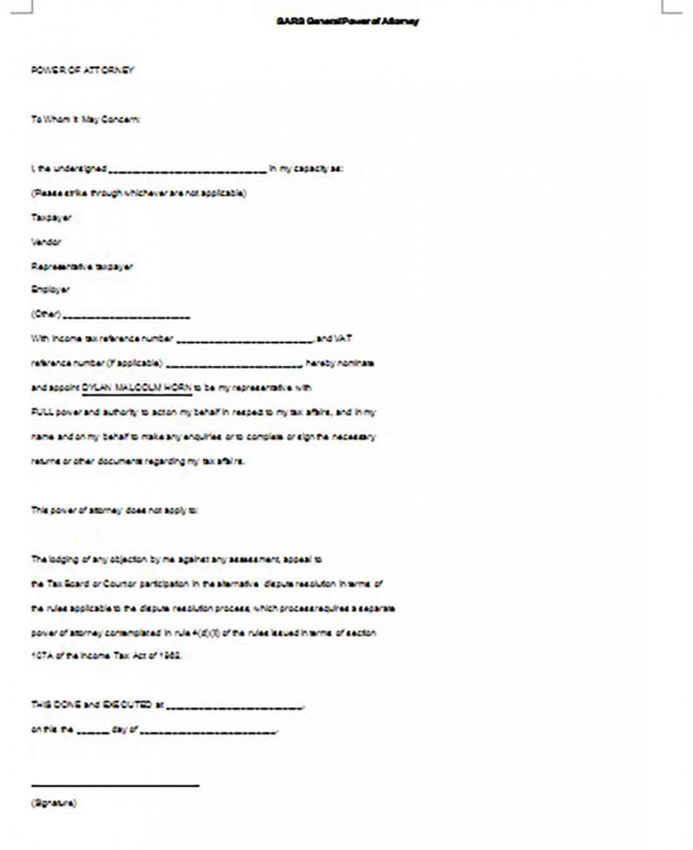 sars power of attorney sars power of attorney