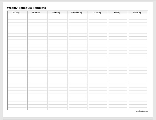 Weekly Schedule Template Weekly Schedule Template
