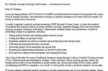 medical assistant cover letter sample