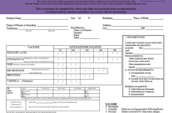 School immunization record