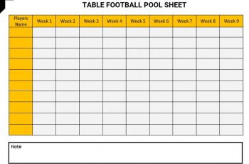Table football pool sheet